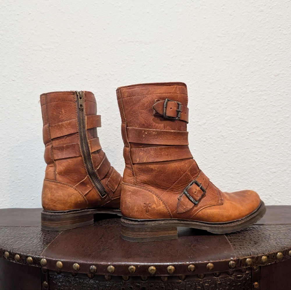 FRYE Veronica Tanker Combat Boot Brown Sz 8B - Picture 9 of 16